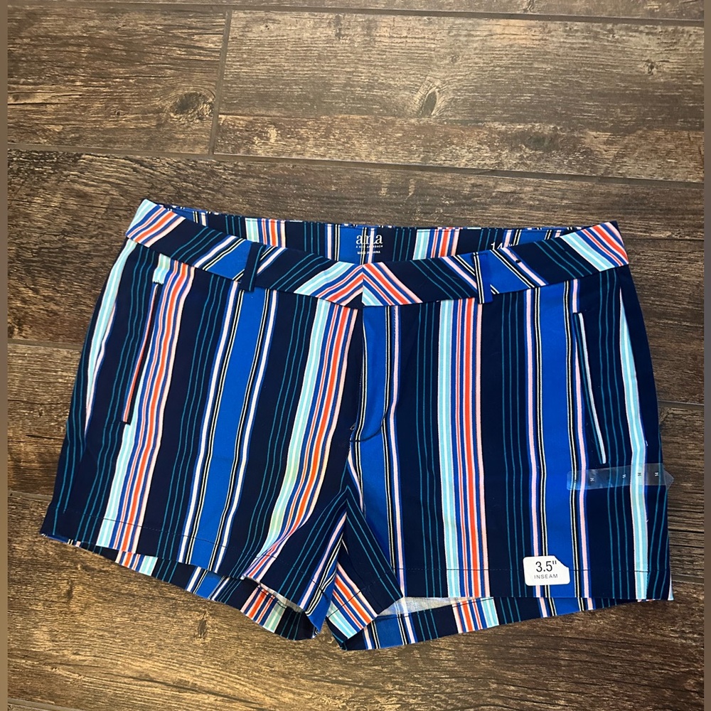 a.n.a. Vibrant Striped High Waist Women's Shorts - Picture 2 of 7